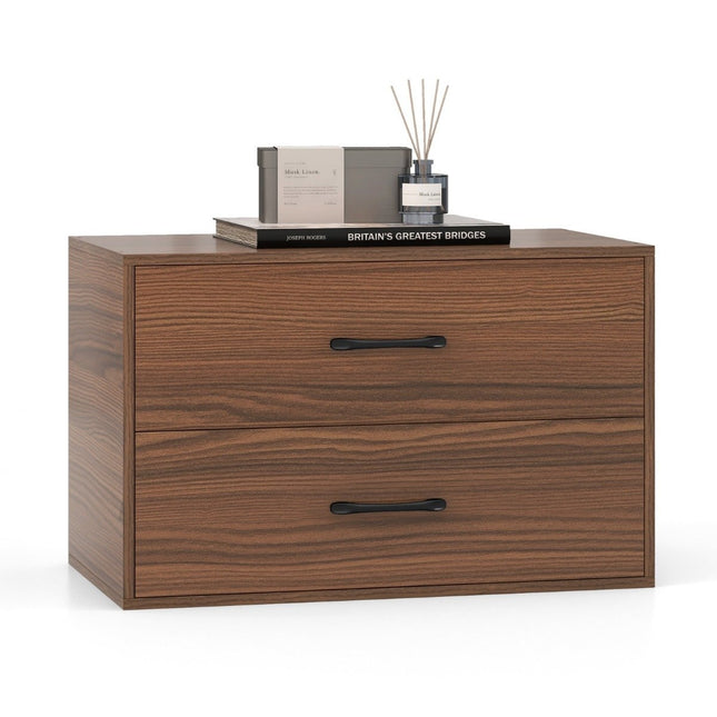 Chest of drawers with 2 drawers, stackable drawer cabinet, wooden sideboard, 60 x 34 x 38 cm, walnut