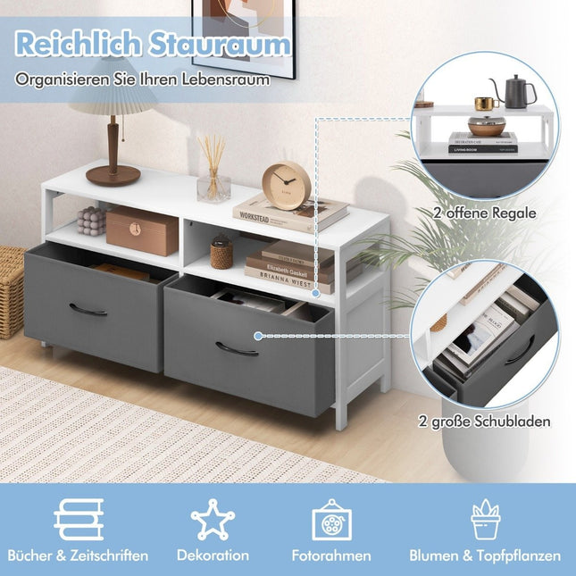 Chest of drawers with 2 drawers storage cabinet with open shelves 100 x 30 x 53 cm
