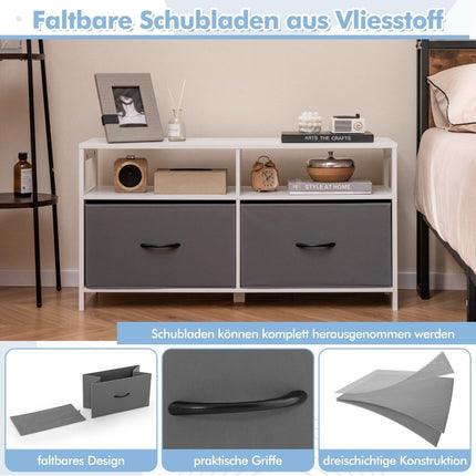 Chest of drawers with 2 drawers storage cabinet with open shelves 100 x 30 x 53 cm
