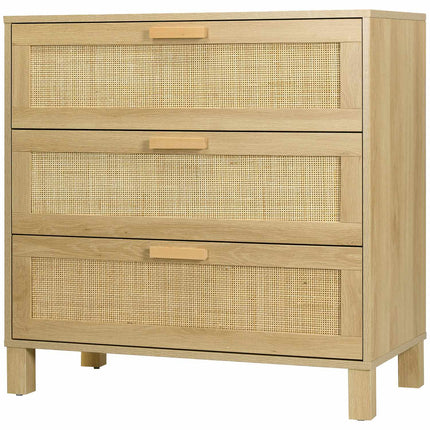 Chest of drawers in rattan look, 3 drawers, anti-tip, 80x40x80cm