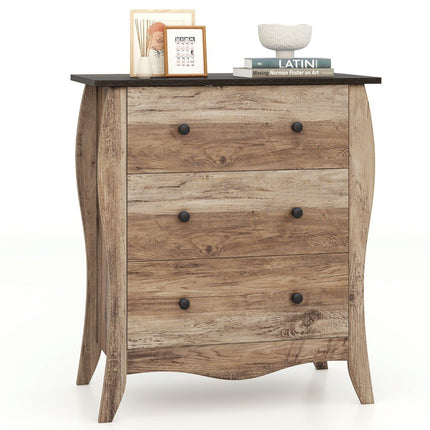 Chest of drawers with 3 folding fabric drawers, sideboard in country house style, drawer cabinet, brown