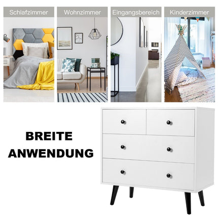 Chest of drawers with 4 drawers, sideboard made of wood, modern storage cabinet, white