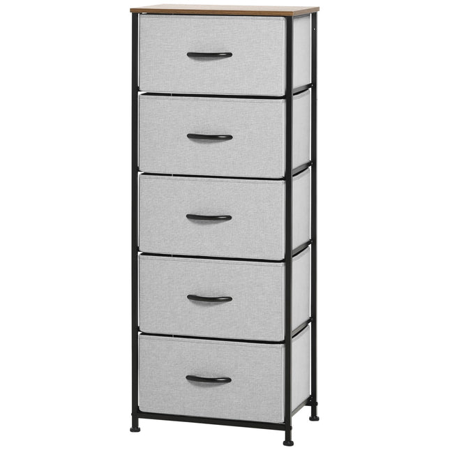 Fabric chest of drawers, modern storage unit with 5 drawers
