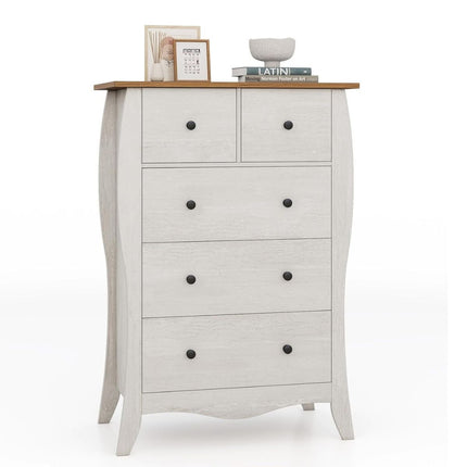 Chest of drawers with 5 folding fabric drawers, country house style sideboard, gray drawer cabinet