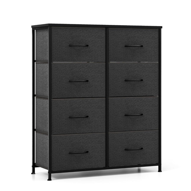 Komoda z 8 szufladami i metalową ramą oraz blatem komoda z tkaniny 80 x 30 x 92 cm szara