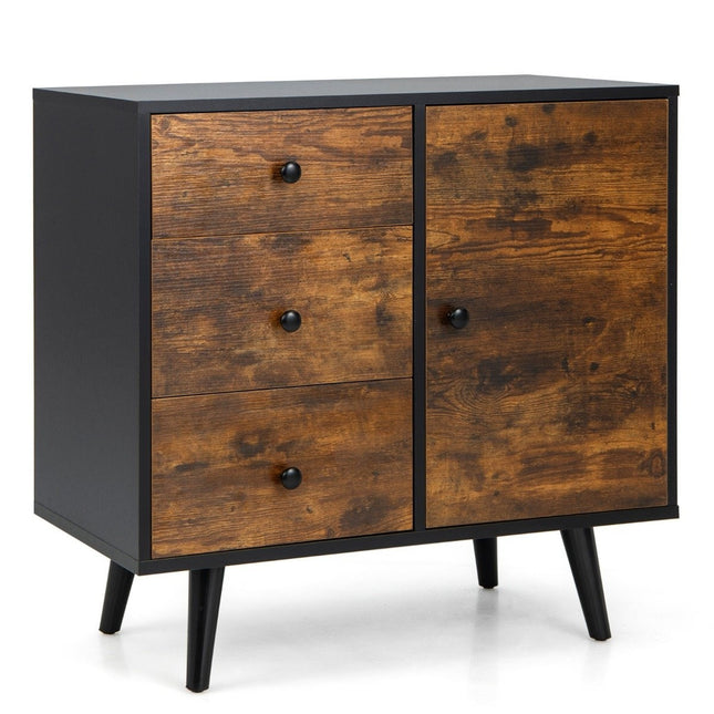 Chest of drawers with door & 3 drawers & adjustable shelf & anti-tip sideboard 73 x 40 x 76.5 cm