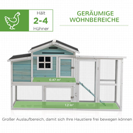 Winter-proof 2-level chicken house with nesting box and ramp