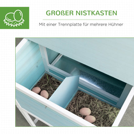 Winter-proof 2-level chicken house with nesting box and ramp
