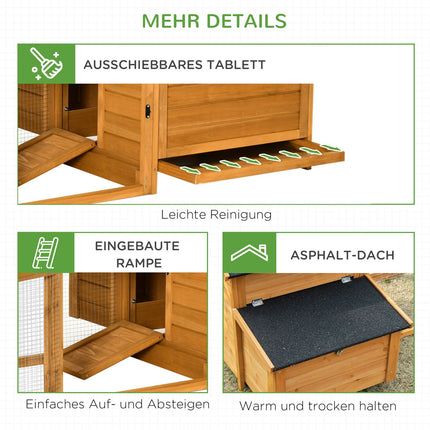 Chicken house, solid wood, 180x92x78cm with nesting box