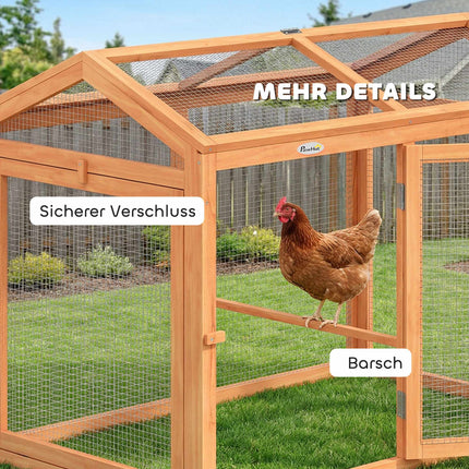 Chicken Coop with Perch, Double Doors, Wood & Metal, 104x70.5x84 cm
