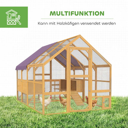 Chicken Coop with Run, 4 Nest Boxes, for 8-12 Hens