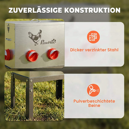 Chicken Feeder 18kg Capacity, Adjustable Legs, 6 Openings