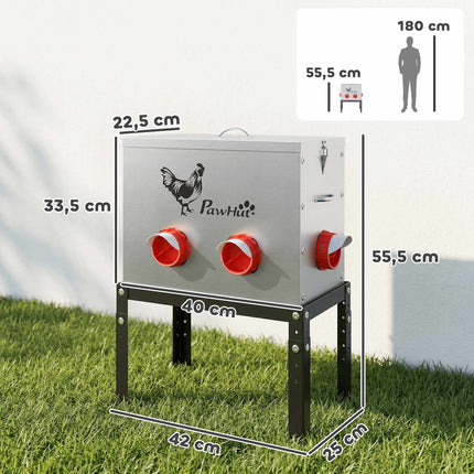 Chicken Feeder 18kg Capacity, Adjustable Legs, 6 Openings