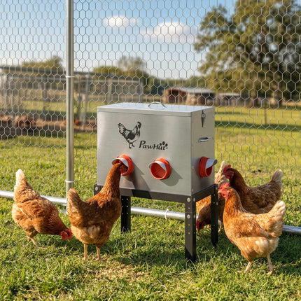 Chicken Feeder 18kg Capacity, Adjustable Legs, 6 Openings