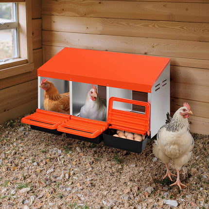 Chicken Nesting Box, 3-Compartment Roll-Out Egg Collector