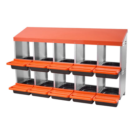 Chicken Nesting Boxes, 2-Tier 10-Compartment Roll-Out