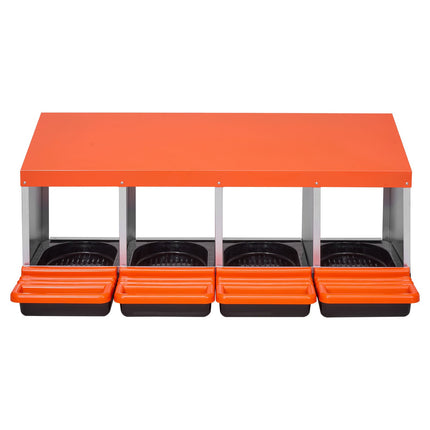 Chicken Nesting Boxes, 4-Compartment Roll-Out, Galvanized Steel