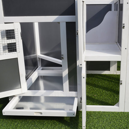 Hen house for 1-2 chickens, nesting box, spruce wood, grey/white