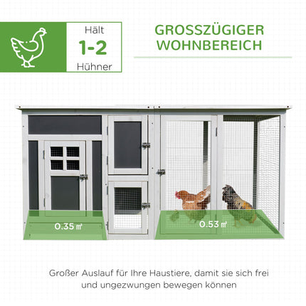 Hen house for 1-2 chickens, nesting box, spruce wood, grey/white