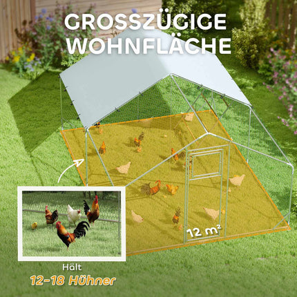 Steel chicken coop - UV protection, 300x400x195 cm, 12-18 chickens
