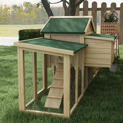 Chicken Coop with Nesting Box & Outdoor Run, Fir Wood