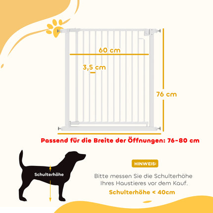 Child Safety Gate, No-Drill, Auto-Close, 76-80 x 76 cm