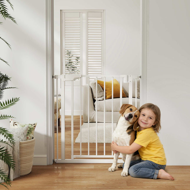Child Safety Gate, No-Drill, Auto-Close, 76-82cm, White