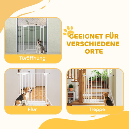 Child Safety Gate, No-Drill, Auto-Close, 76-89x76 cm, White