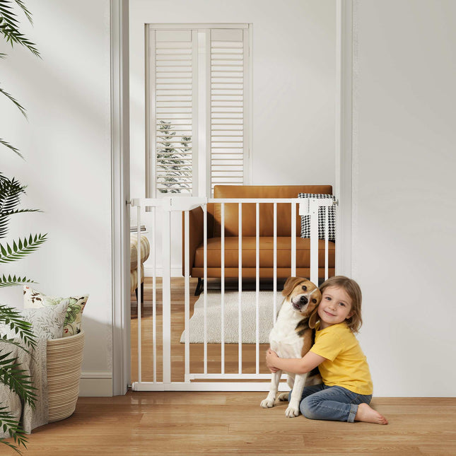 Child Safety Gate, No-Drill, Auto-Close, 76-89x76 cm, White