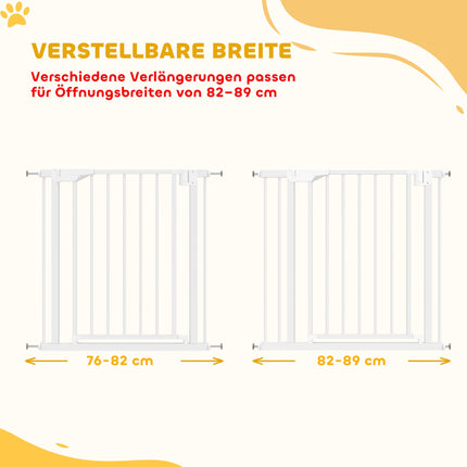 Child Safety Gate, No-Drill, Auto-Close, 76-89x76 cm, White