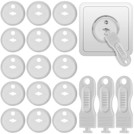 Child Safety Socket Covers, 15 Pack with Keys, White