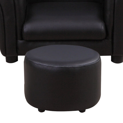 Black armchair for children with footstool - 3-7 years, 54x42x41cm