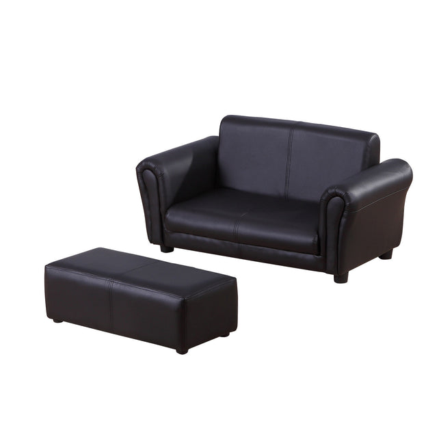 Children's black armchair & footstool Set - Comfortable 83cm