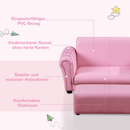 Pink children's armchair & footstool - 83x42x41cm, Comfort Set
