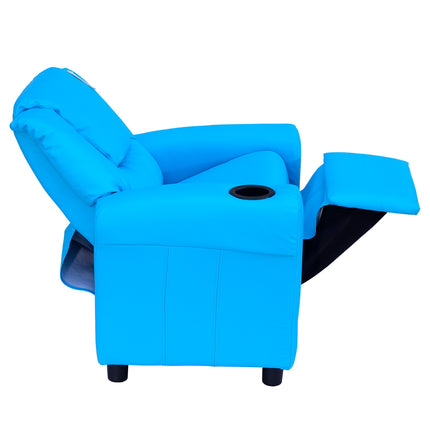 Armchair for children with cup holder, blue - 62x52x69 Cm