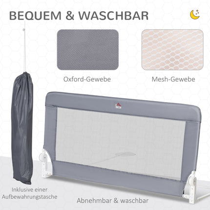 Children's bed rail, 120cm Bed cover, Grey