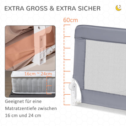 Children's bed rail Fall protection, Grey, 150cm