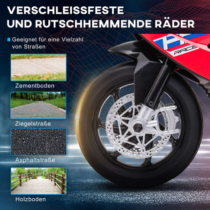 Children's 6V electric motorcycle, 3 music modes, red