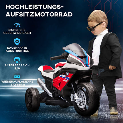 Children's 6V electric motorcycle, 3 music modes, red