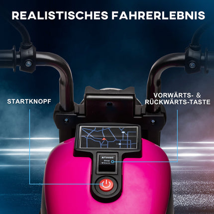Electric motorcycle for children, pink, 2 removable wheels, 1.5-3 km/h