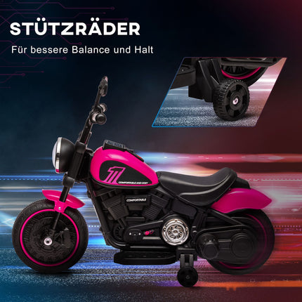 Electric motorcycle for children, pink, 2 removable wheels, 1.5-3 km/h