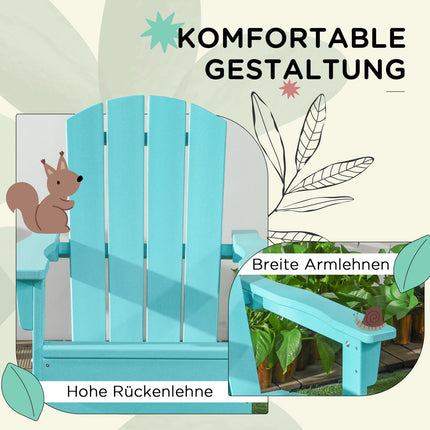 Children's teal Adirondack chair for ages 3+ with slatted design