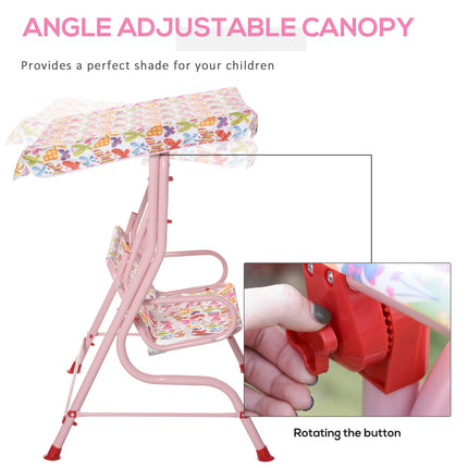 Children's swing in metal with canopy - Pink, 2-seater, 3-6 years