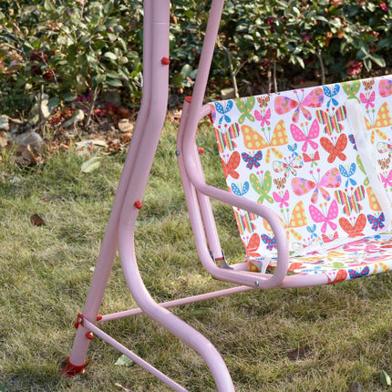 Children's swing in metal with canopy - Pink, 2-seater, 3-6 years