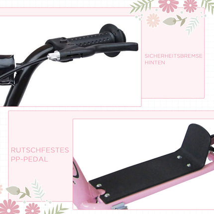 12-inch scooter for children with rear brake, pink