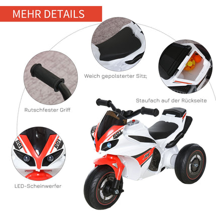 Motorcycle toy for children with music, white, 18-36 months