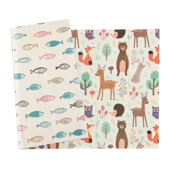 Fold-up playmat for children, Animal & Fish design, 200x150 cm