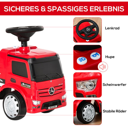 Mercedes Antos passenger truck for children, 12-36 months, red/black