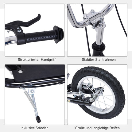 City scooter for children with brakes, 16/12 inch, black