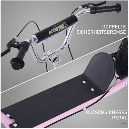 16-inch pink scooter for kids with pneumatic tires